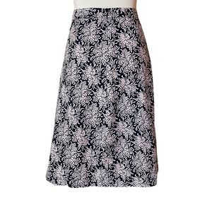 GAP Black and Peach Floral A-Line Skirt